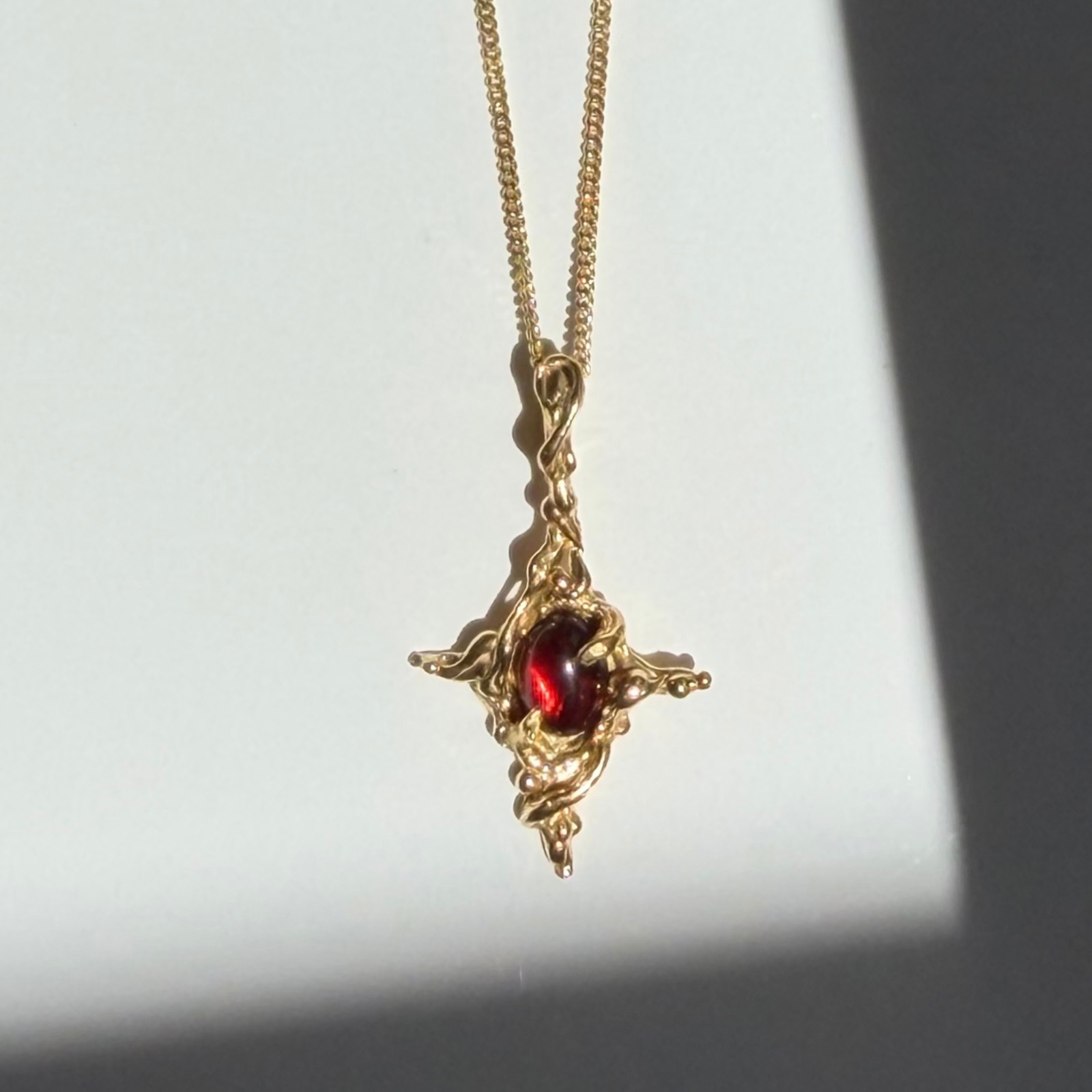 Galadriel Necklace with red garnet