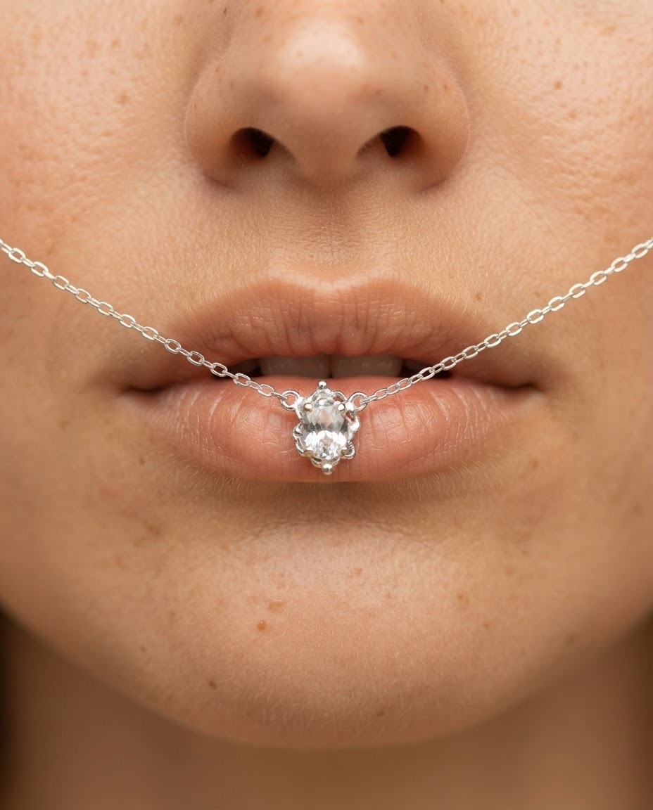 Lunacore Necklace (silver) with white topaz