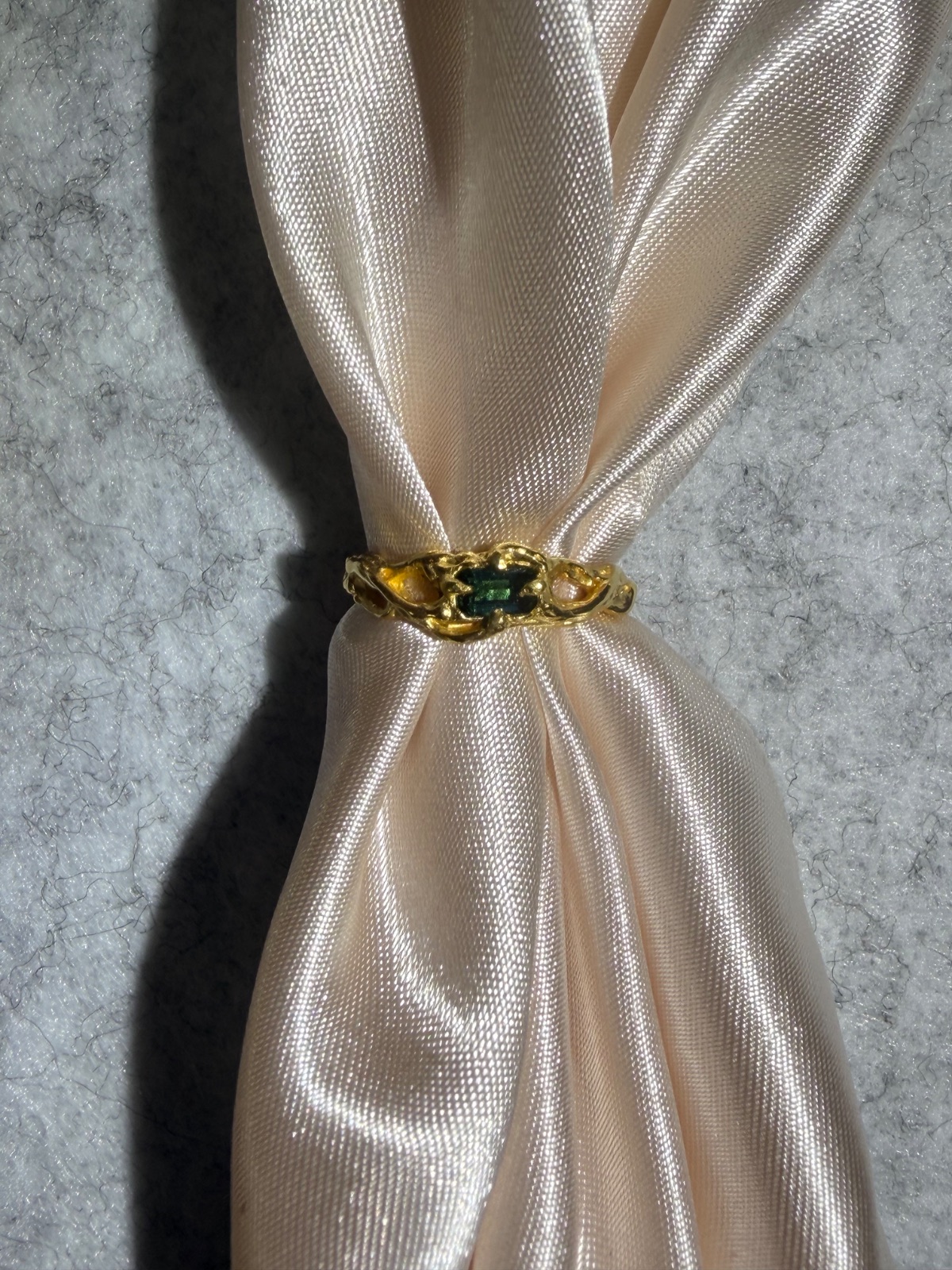 Agni Ring with green quartz